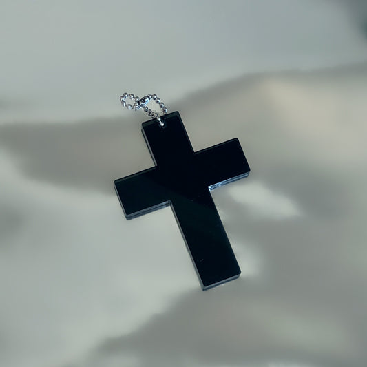 LARGE BLACK CROSS KEYCHAIN