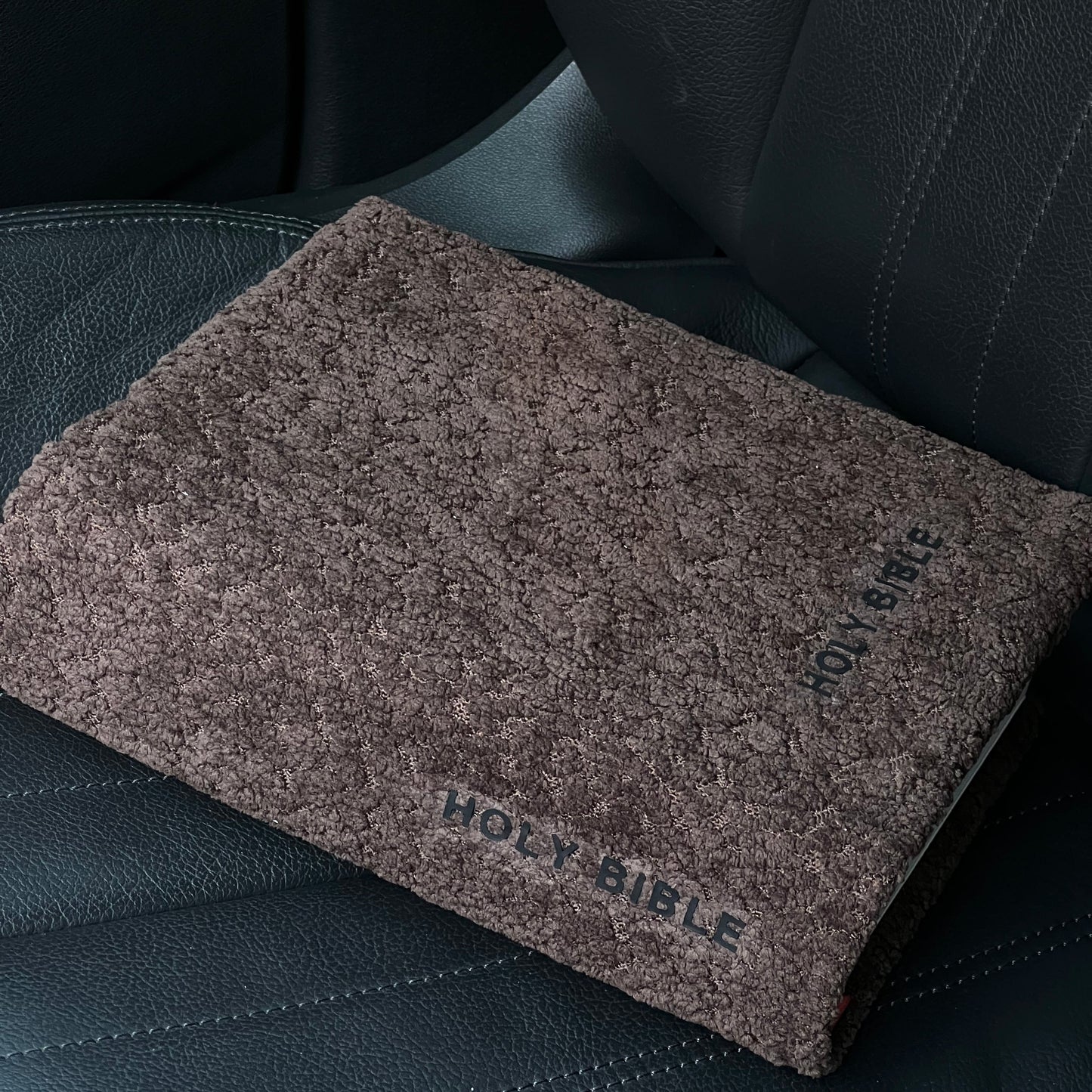 BROWN & BLACK BOUCLÉ BIBLE COVER