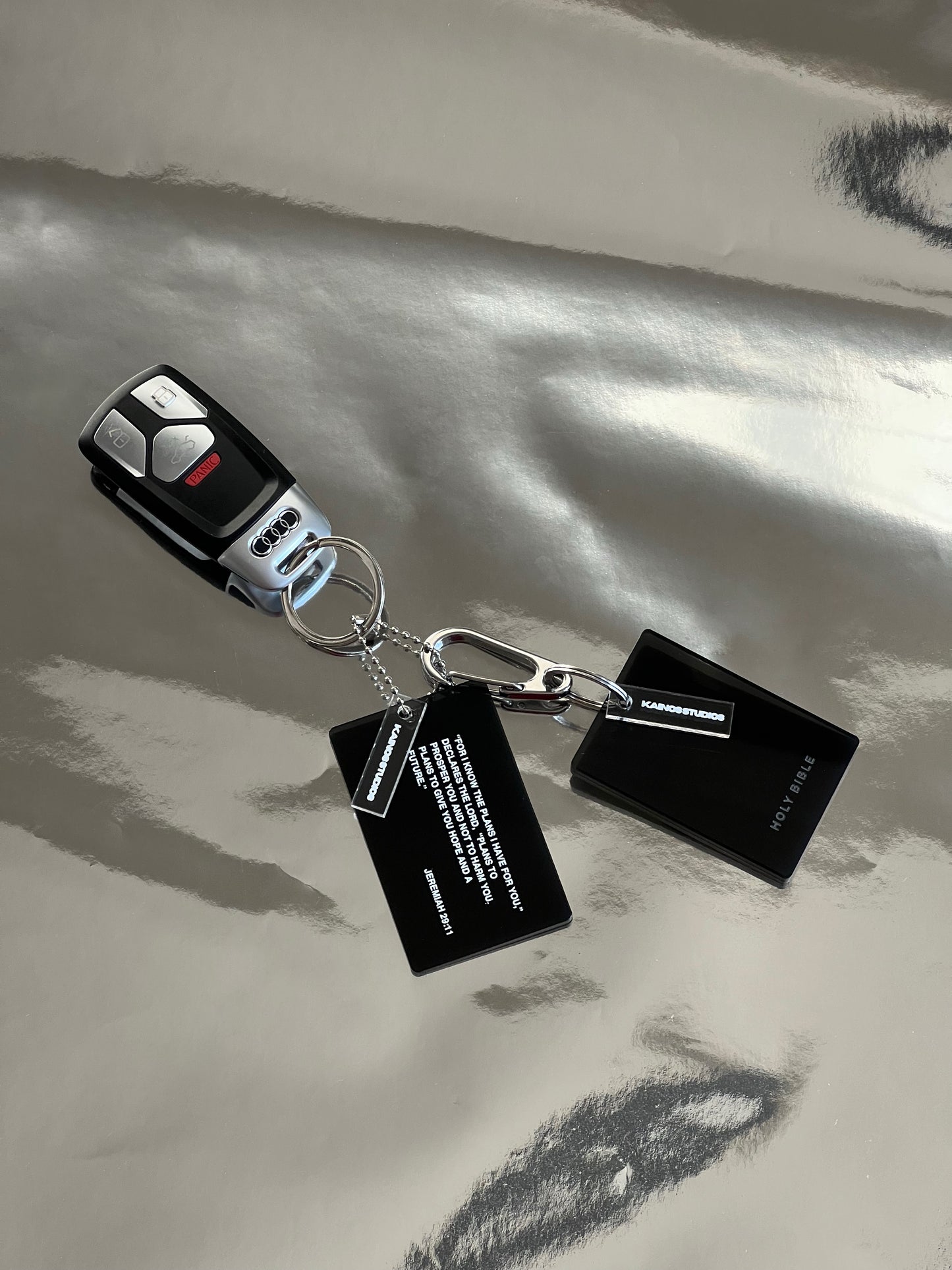 Black Smoke Holy Bible Keychain