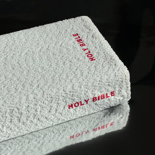 Red & White Bouclé Bible Cover