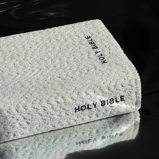 White Bouclé Bible Cover