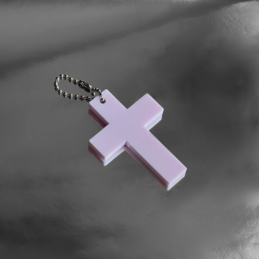 Cloud Pink Cross Keychain