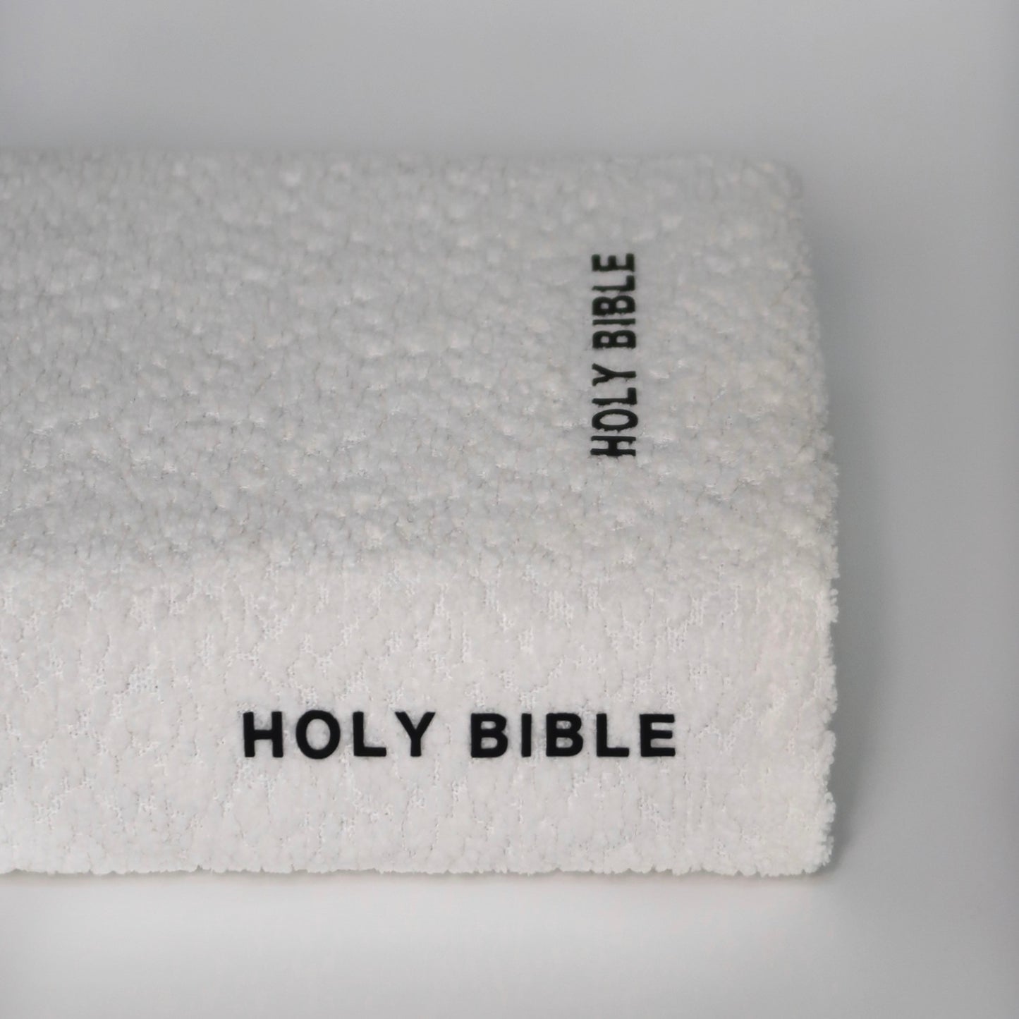 White Bouclé Bible Cover