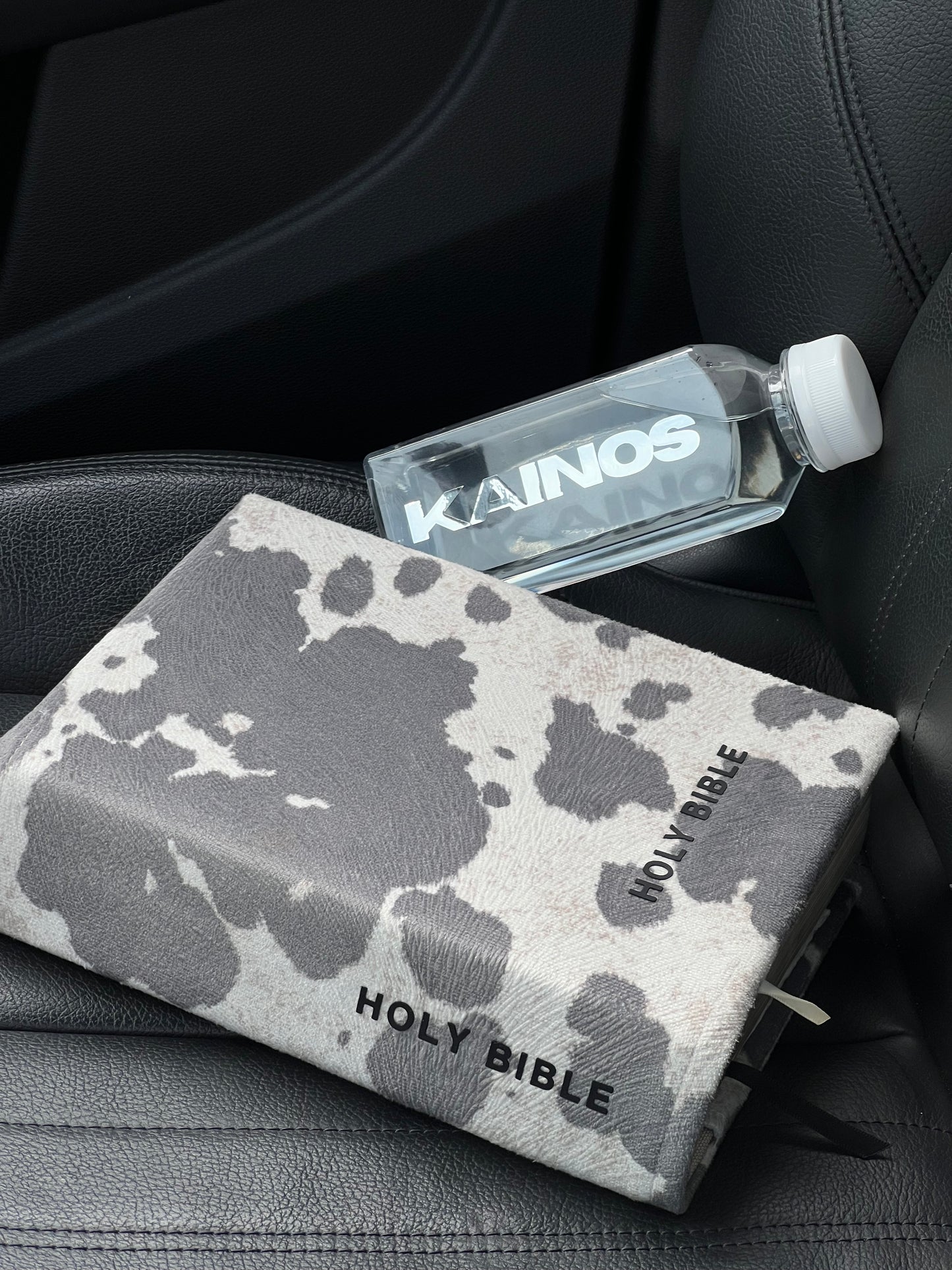 GRAY COW PRINT BIBLE COVER