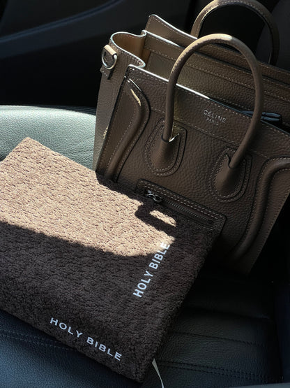 BROWN & WHITE BOUCLÉ BIBLE COVER