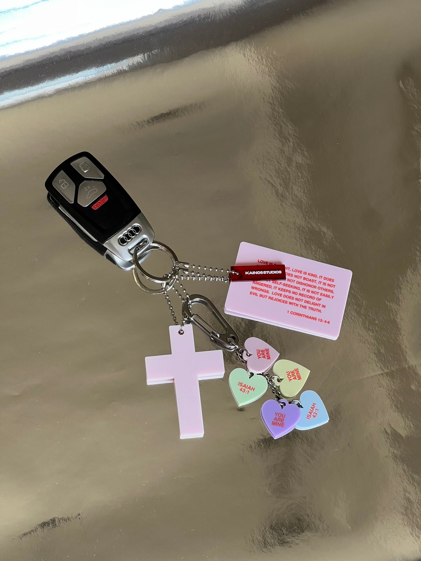 Cloud Pink Cross Keychain