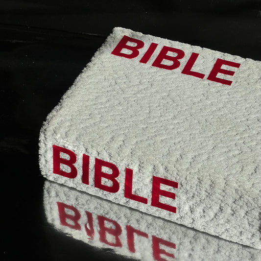 BOLD Red & White Bouclé Bible Cover