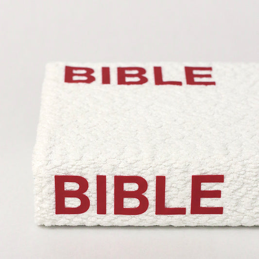 BOLD Red & White Bouclé Bible Cover