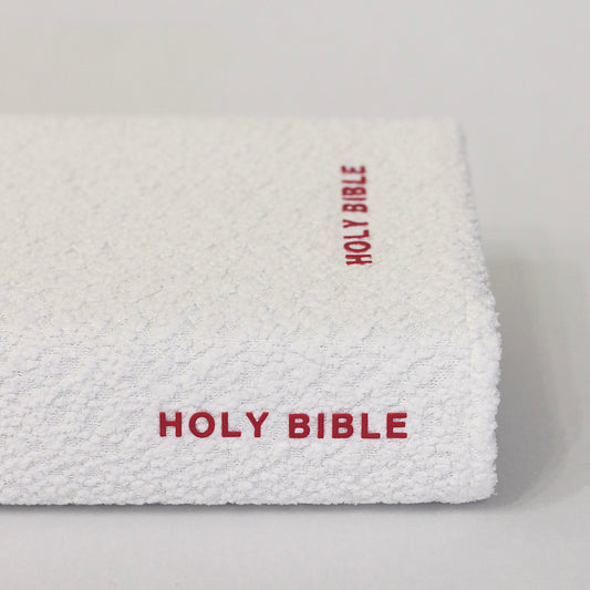 Red & White Bouclé Bible Cover