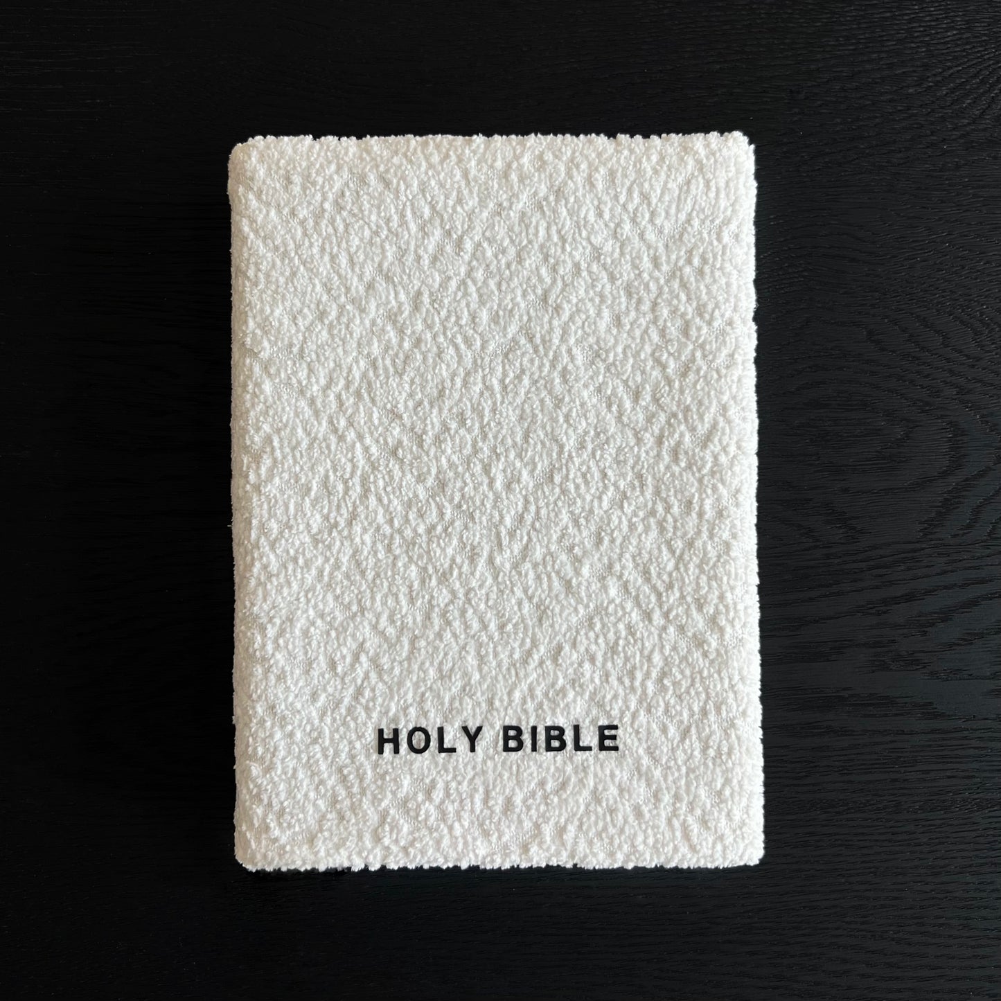 White Bouclé Bible Cover