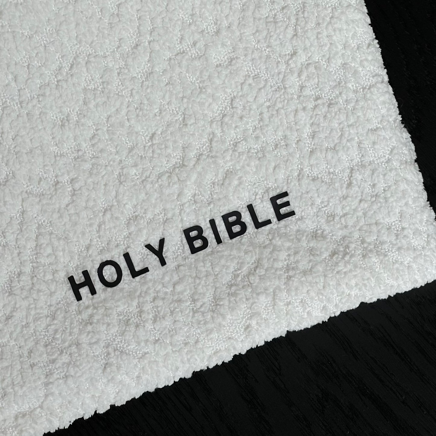 White Bouclé Bible Cover