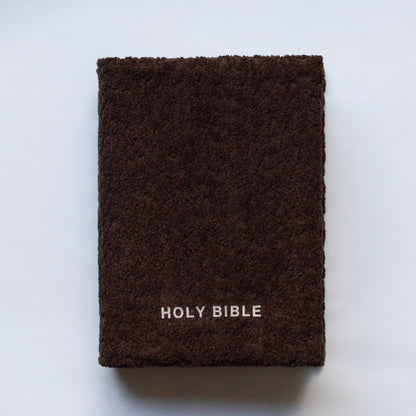 BROWN & WHITE BOUCLÉ BIBLE COVER