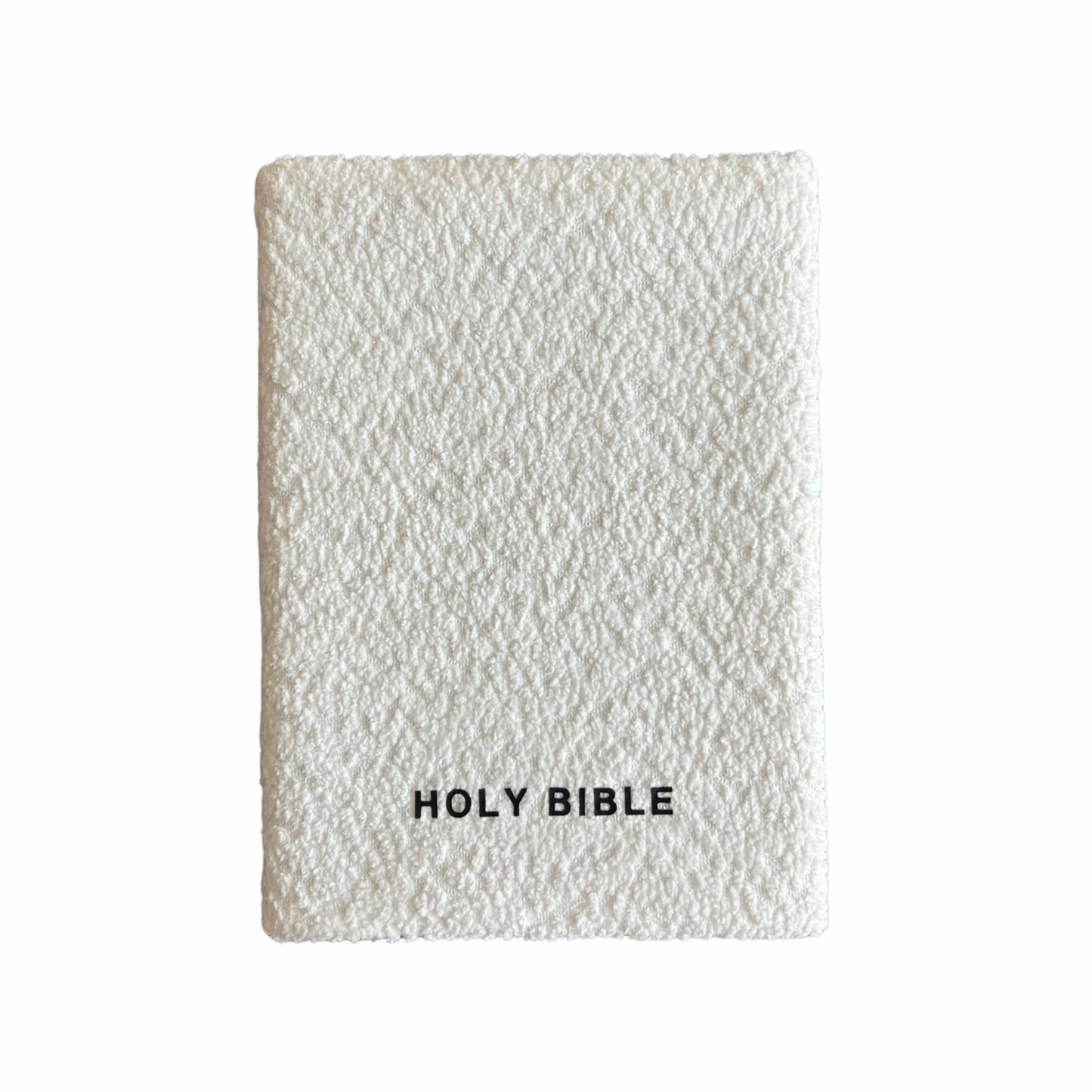 White Bouclé Bible Cover