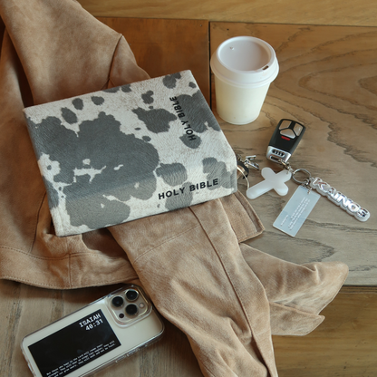 GRAY COW PRINT BIBLE COVER